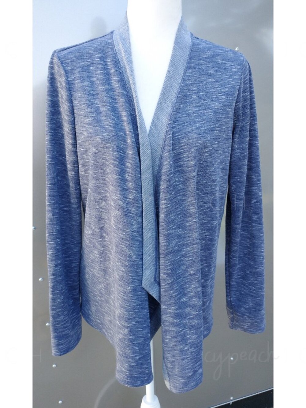 Sunday Cardigan Size Small Blue Heather Preppy Waterfall Open Front Sweatshirt